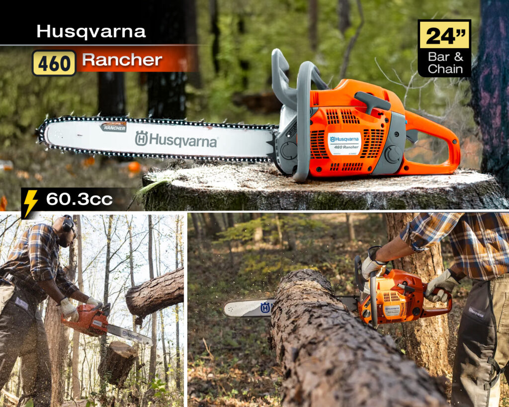 Husqvarna 460 Rancher cutting a log / best gas chainsaw